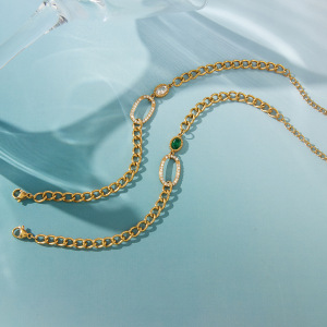 Bracelet Chaîne Cœur Quotidien Simple Series En Acier Inoxydable Étanche Couleur Or Avec Zircon Pour Femme h5 Image4