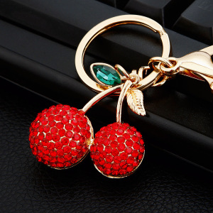 Porte-Clés Luxueux En Alliage De Cerise Et Strass, Couleur Unie, Pour Tous Les Jours. Collection Quotidienne. h5
