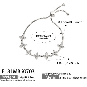 Bracelet À Maillons Pour Femme En Acier Inoxydable, Imperméable, Couleur Or, Orné De Strass Et D'Une Simple Fleur h5 