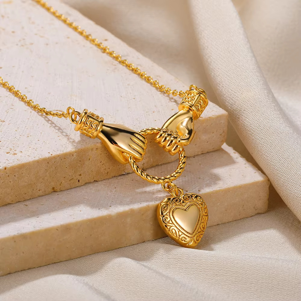 Colliers Pendentifs Pour Femmes, Collection Simple, Mignons, Œil De Diable, Forme Irrégulière, Cœur, Acier Inoxydable, Étanches h5Image3