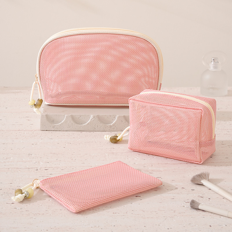 Trousse À Maquillage Quotidienne Simple Series En Pvc Ajouré, Couleur Unie Image2
