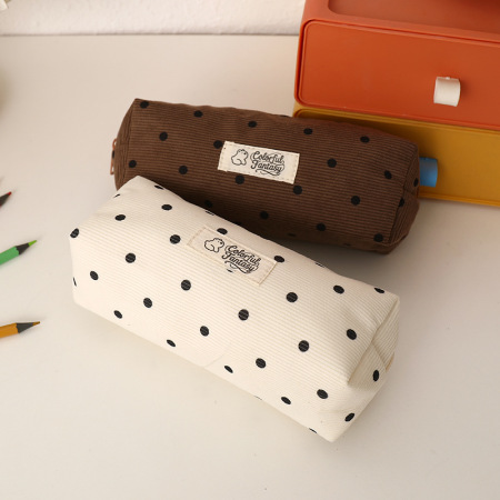 Trousses à stylos décontractées en polyester uni à pois, collection Simple Series 2