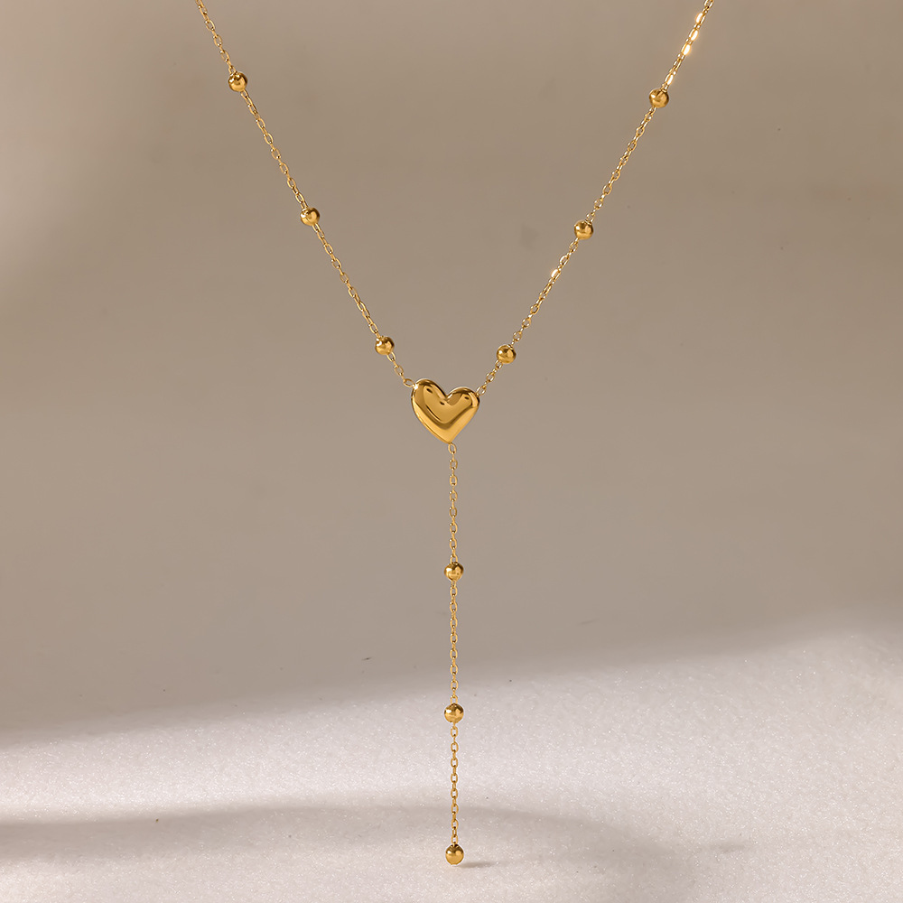 Colliers Pendentifs Femme Simple Series Casual Heart En Acier Inoxydable Étanche Couleur Or Image3