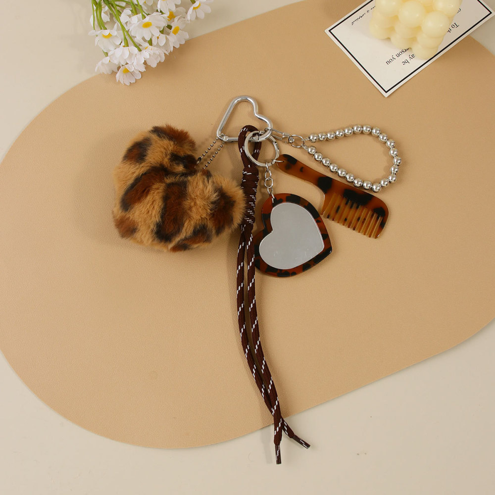 Chaîne À Pendentifs En Pu De Qualité Supérieure, Style Rétro, Avec Cœur Torsadé Et Imprimé Léopard. 