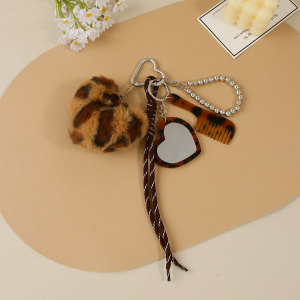 Chaîne À Pendentifs En Pu De Qualité Supérieure, Style Rétro, Avec Cœur Torsadé Et Imprimé Léopard. h5 