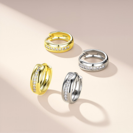 Boucles d'oreilles pour femmes en argent sterling 925, style rétro, avec moissanite couleur or et monture ronde simple. 2