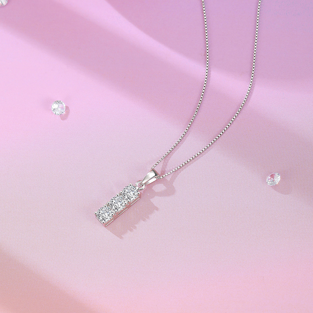 Colliers Pour Femmes En Moissanite, Élégants Et Rectangulaires, En Argent Sterling 925 Plaqué Platine, Collection Romantique Image3