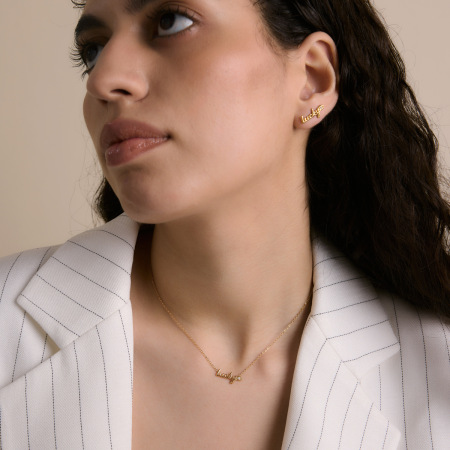 Ensembles de colliers pour femmes Simple Series Simple Letter en acier inoxydable étanche couleur or et zircon 2
