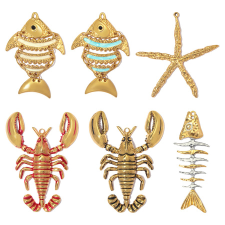 Pendentifs femme style océanique romantiques en acier inoxydable étanche couleur or