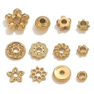 Perles D'Espacement En Acier Inoxydable Étanches Couleur Or, Motif Floral h5 Image4