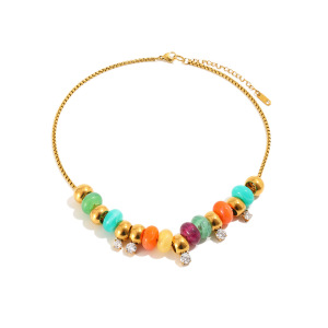 Colliers De Perles Romantiques Pour Femmes, En Acier Inoxydable, Imperméables, Couleur Or Et Acrylique, Avec Cercle De Perles. h5 Image4