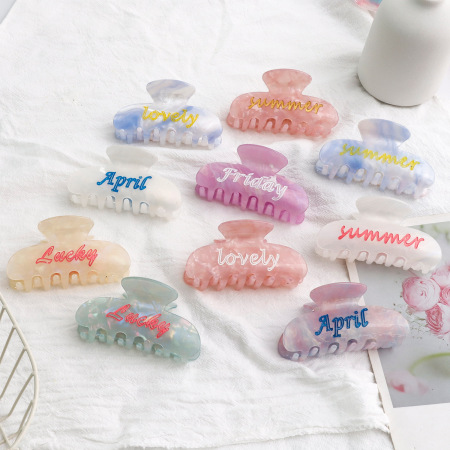 Pinces À Cheveux Simple Series Daily Letter À Couleur Dégradée En Pvc
