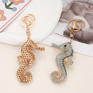 Porte-Clés Luxueux En Alliage, Orné De Strass Et De Motifs Animaux Naturels, Couleur Unie, Style Océanique. h5 Image3