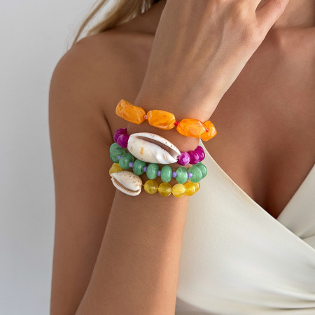 Ensembles de bracelets pour femmes en perles de résine et coquillage 2