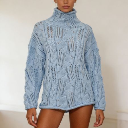 Hauts élégants minimalistes à manches longues, unis et ajourés