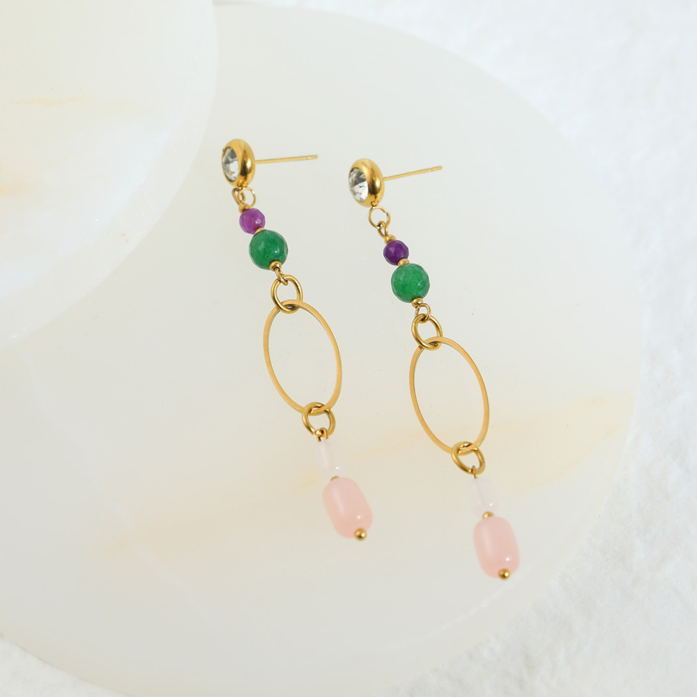 Boucles D'Oreilles Pendantes Pour Femmes, Modèle Daily Tassel, En Acier Inoxydable, Étanches, Couleur Or, De La Collection Simple Series. Image3