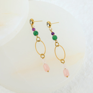 Boucles D'Oreilles Pendantes Pour Femmes, Modèle Daily Tassel, En Acier Inoxydable, Étanches, Couleur Or, De La Collection Simple Series. h5 Image3