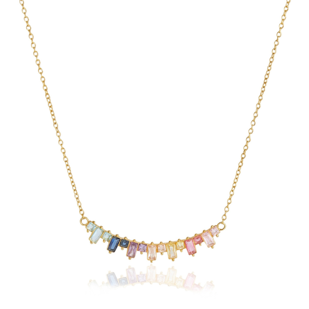 Colliers Pendentifs Pour Femmes, Élégants Et Rectangulaires, En Acier Inoxydable, Couleur Or, Avec Zircon, Étanches Et De Couleur Dorée. Image5