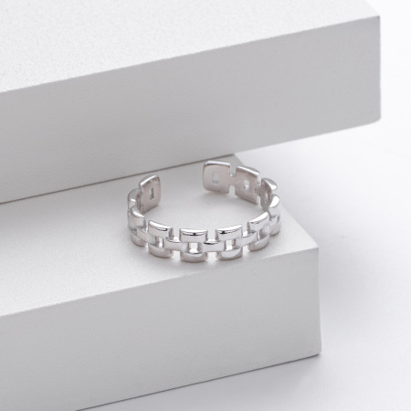 Bagues pour femmes en argent sterling 925, plaquées rhodium, style patchwork quotidien ajouré, collection Simple Series 2