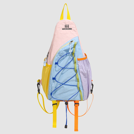 Sac à dos femme en nylon patchwork multicolore style sportif