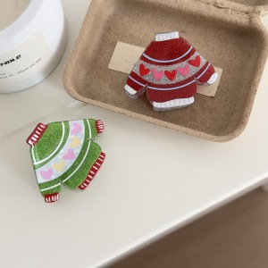 Pinces À Cheveux En Pvc, Motif Cœur Mignon, Couleur Unie, Dessin Animé De Noël, Série Ethnique h5 Image4