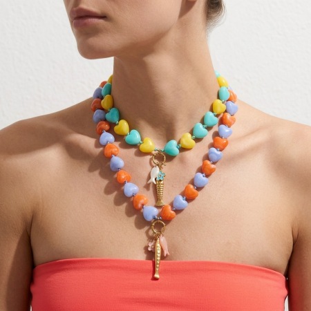 Colliers de perles pour femmes, collection romantique Sweet Heart Fish, en acrylique doré 2