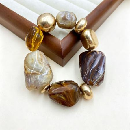 Bracelets de perles rétro en acrylique pour femmes