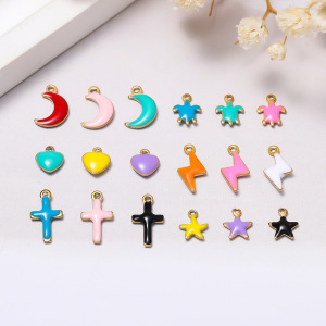 Pendentifs Pour Femmes En Acier Inoxydable Étanche, Style Diy, Motif Cœur, Croix, Étoile Et Lune h5 Image2