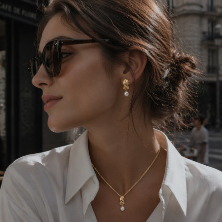 Boucles d'oreilles pendantes pour femme, style rétro, en acier inoxydable, couleur or, imperméables, avec perles artificielles. 2