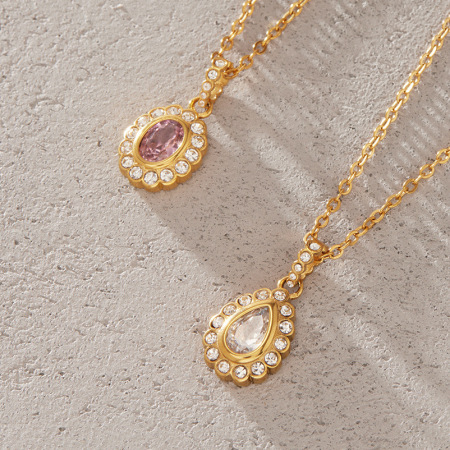 Colliers pendentifs pour femmes, collection Simple Series Retro Droplet, en acier inoxydable étanche, couleur or 2