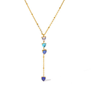 Colliers Pendentifs Pour Femmes En Forme De Cœur, En Acier Inoxydable Étanche, Couleur Or Et Zircon. h5 Image4
