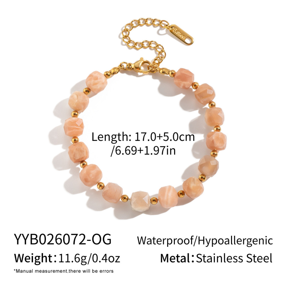 Bracelets Pour Femmes En Acier Inoxydable Étanches, Ornés De Perles D'Améthyste Et De Pierres Naturelles 