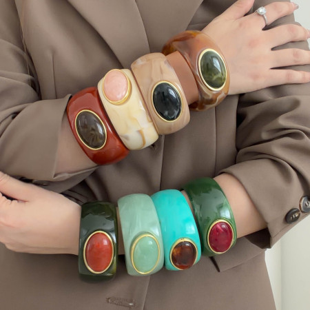 Bracelets pour femmes en résine à dégradé de couleurs rétro 2