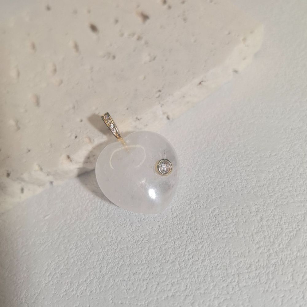 Pendentifs Pour Femmes En Forme De Cœur, Pierres Naturelles, Cuivre Doré Et Zircon 