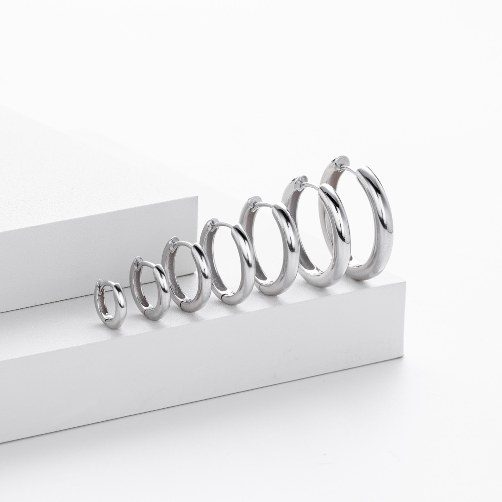Boucles D'Oreilles Colorées Daily Circle Pour Femmes, Plaquées Rhodium, En Argent Sterling 925, Collection Simple Series. h5Image4