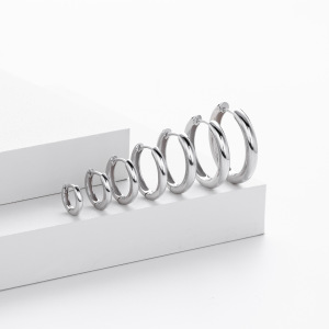 Boucles D'Oreilles Colorées Daily Circle Pour Femmes, Plaquées Rhodium, En Argent Sterling 925, Collection Simple Series. h5 Image4