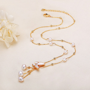 Collier De Perles Pour Femme, Collection Simple Series Elegant Beads, Perles Papillon D'Eau Douce, Plaqué Platine h5 Image2