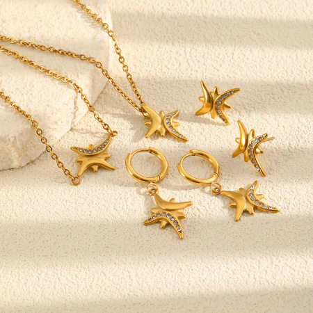 Ensembles de bijoux pour femmes Simple Series Daily Irregular Shape Star en acier inoxydable étanche couleur or