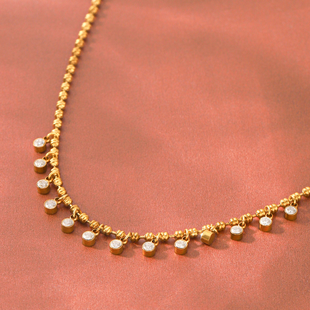 Colliers Pendentifs Pour Femmes, Collection Simple Series Daily Chain Circle, En Acier Inoxydable Étanche, Couleur Or Et Zircon. h5Image5