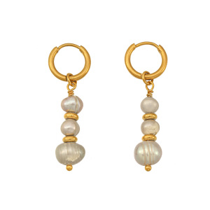 Boucles D'Oreilles Perles D'Eau Douce Couleur Cuivre Doré, Collection Classique h5 Image5