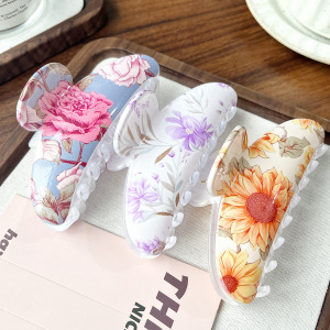Pinces À Cheveux En Pvc À Motif Floral Élégant Et Multicolore Avec Feuilles De Rose, Collection Romantique h5 Image4