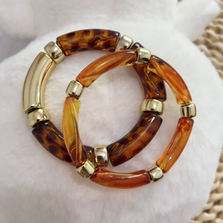 Ensembles de bracelets pour femmes en résine multicolore à motif léopard