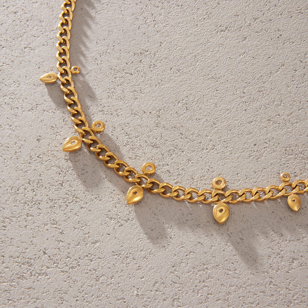Colliers À Maillons Simple Series Daily Droplet Chain En Acier Inoxydable Étanche Couleur Or Pour Femmes Image4