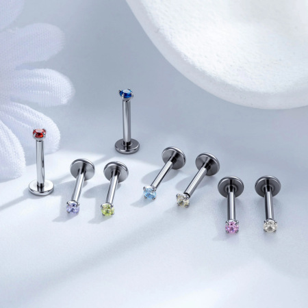 Boucles d'oreilles piercing femme en alliage de titane et zircon, forme géométrique simple