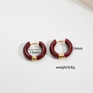 Boucles D'Oreilles Créoles Rétro Simple Series En Acier Inoxydable Étanche Couleur Or Pour Femmes h5 Image5