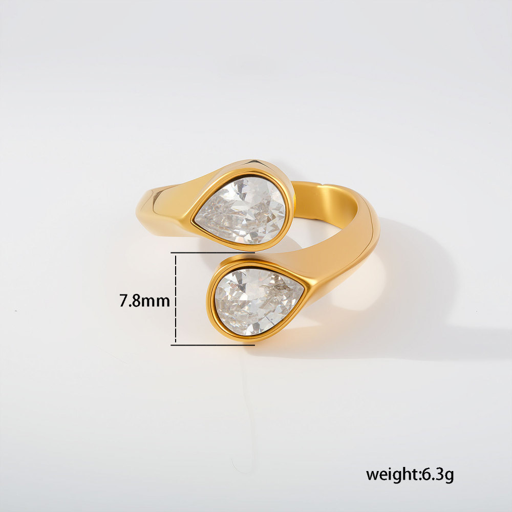 Bagues Pour Femmes En Acier Inoxydable Doré, Élégantes Et De Forme Irrégulière, Serties De Zircon, Couleur Or, De La Collection Luxueuse. 