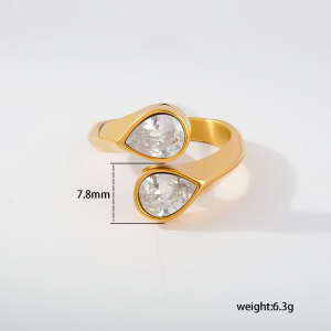 Bagues Pour Femmes En Acier Inoxydable Doré, Élégantes Et De Forme Irrégulière, Serties De Zircon, Couleur Or, De La Collection Luxueuse. h5 