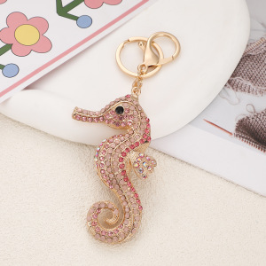 Porte-Clés Luxueux En Alliage, Orné De Strass Et De Motifs Animaux Naturels, Couleur Unie, Style Océanique. h5 