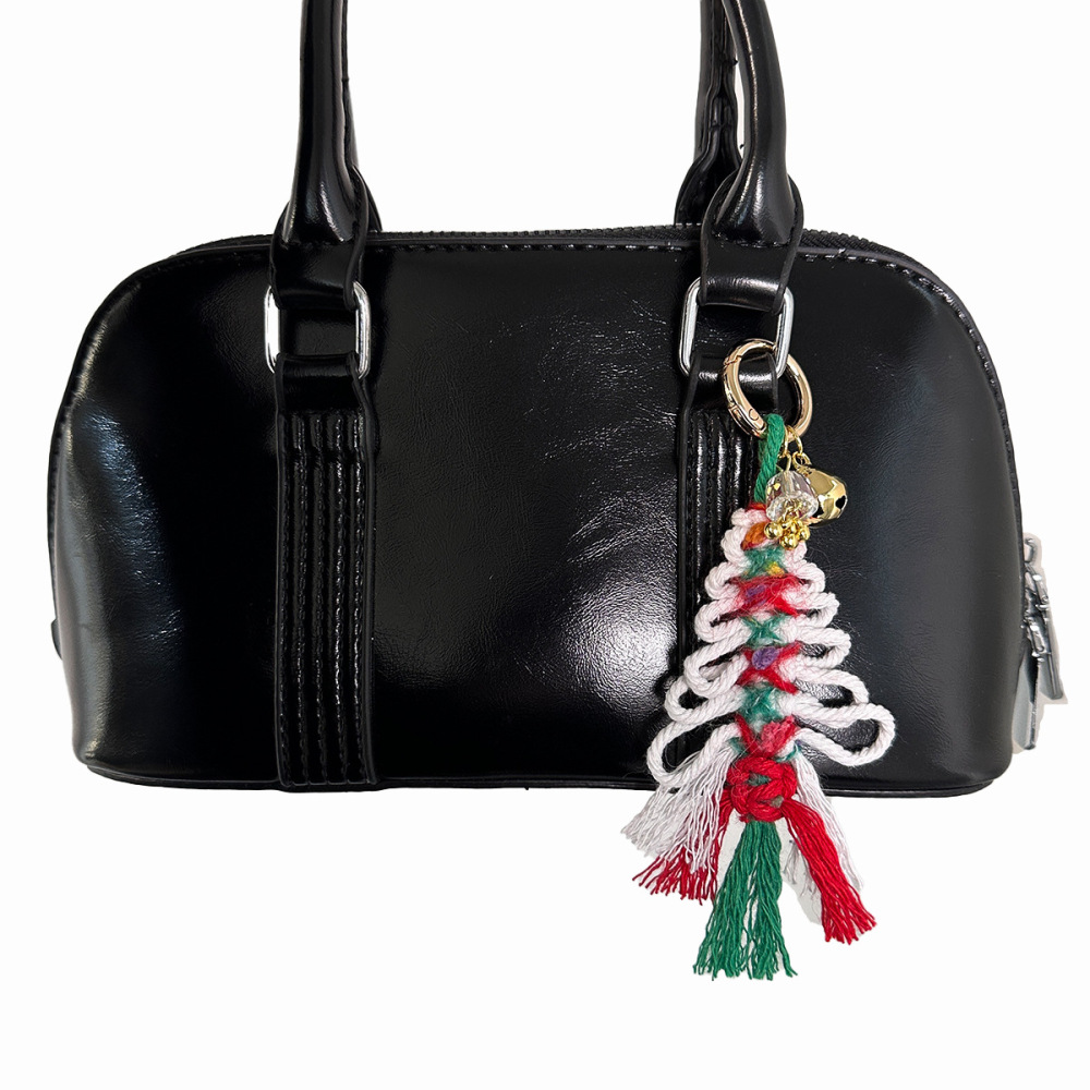 Collection Ethnique Décontractée De Noël Avec Pompons Multicolores Et Breloques En Corde Tressée Pour Sacs h5Image3