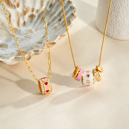 Colliers pendentifs en acier inoxydable couleur or, motif teckel mignon en forme de cœur, collection Simple Series 2